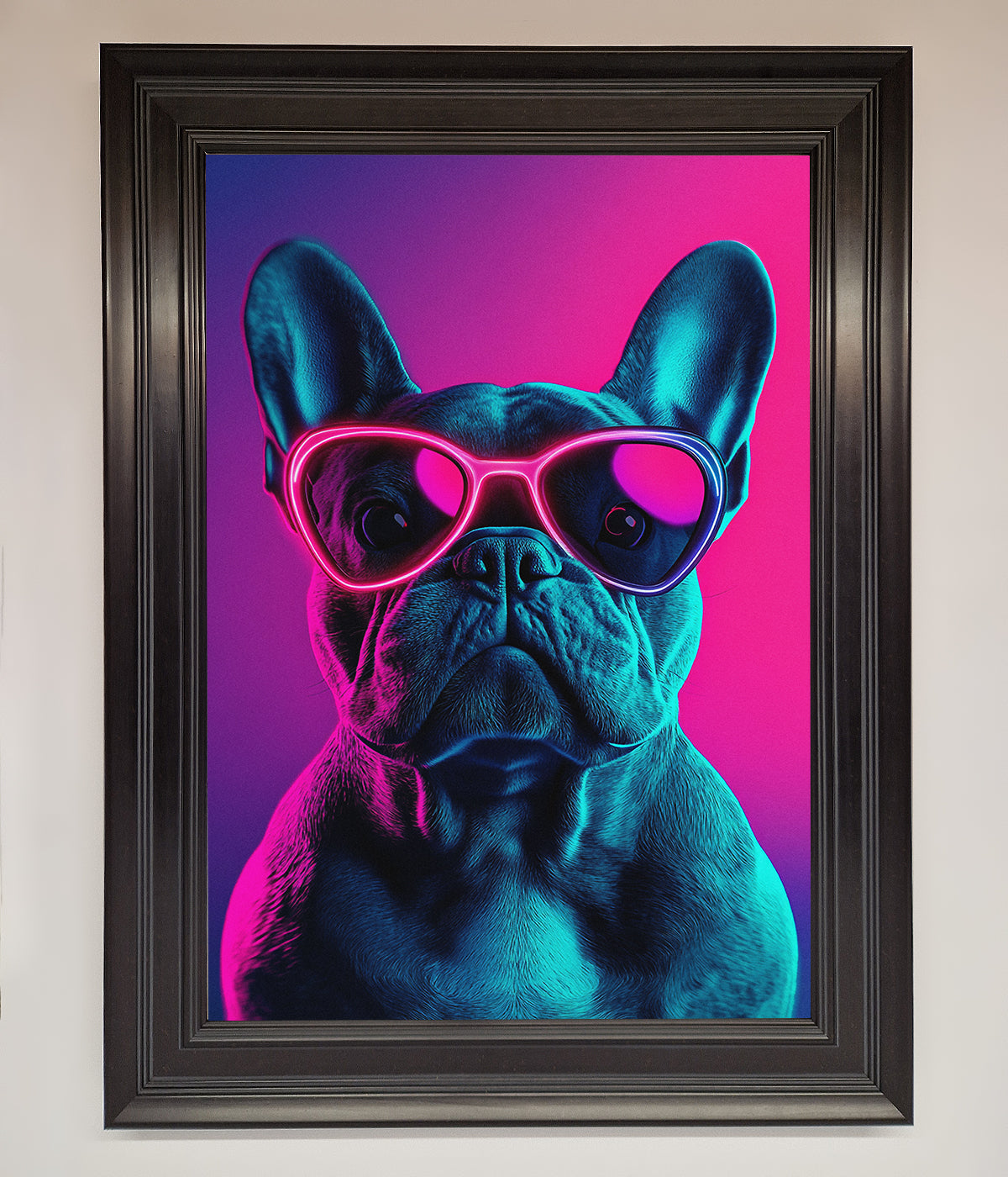 Neon French Bulldog Framed Wall Art print