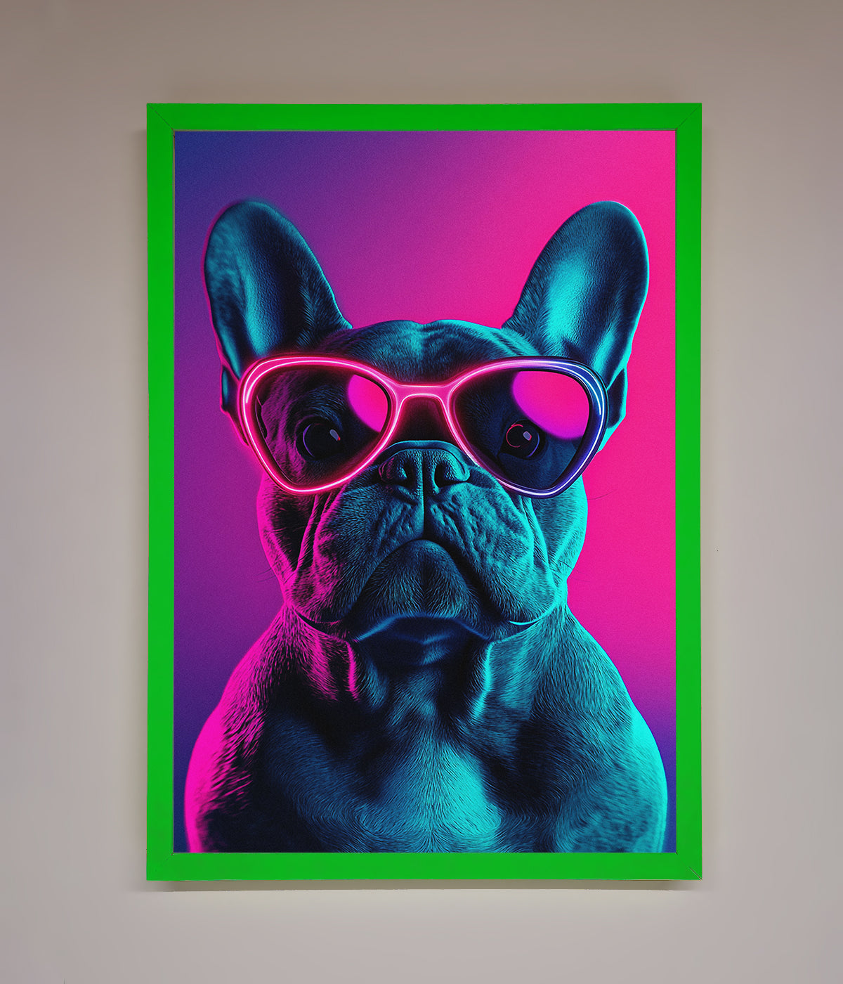 Neon French Bulldog Framed Wall Art print