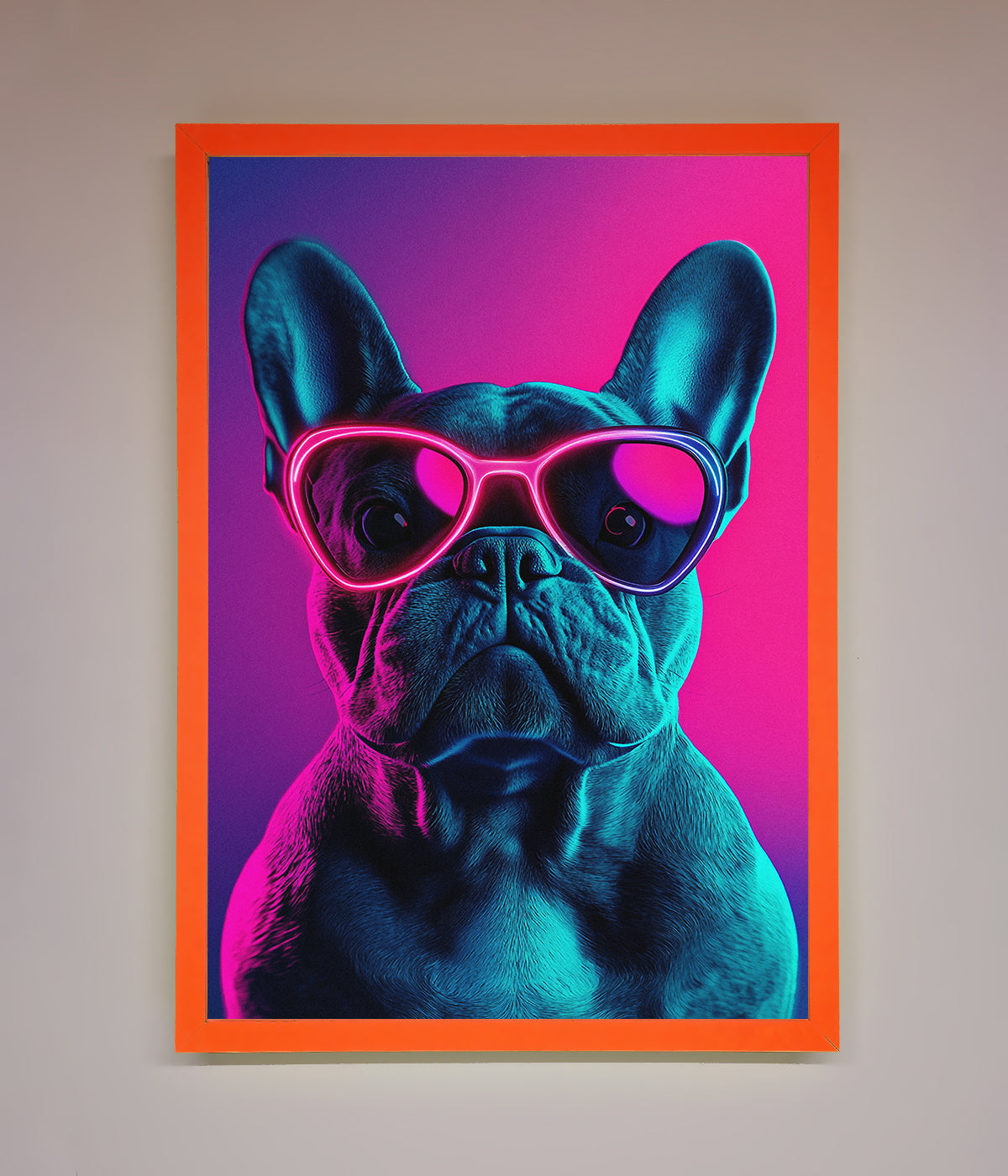 Neon French Bulldog Framed Wall Art print