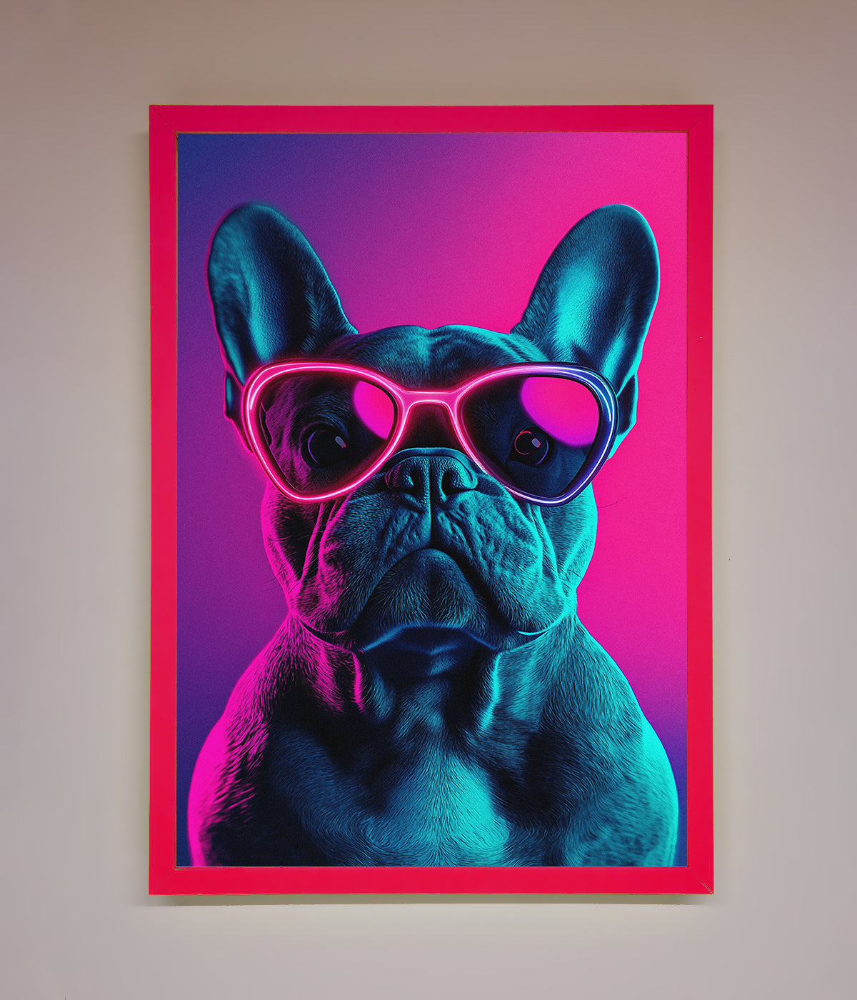 Neon French Bulldog Framed Wall Art print