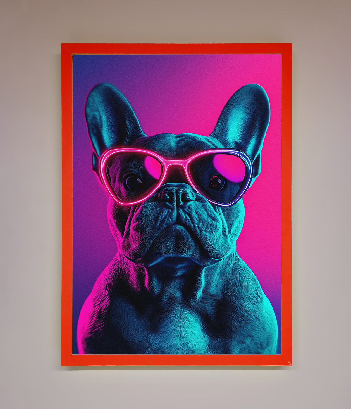 Neon French Bulldog Framed Wall Art print