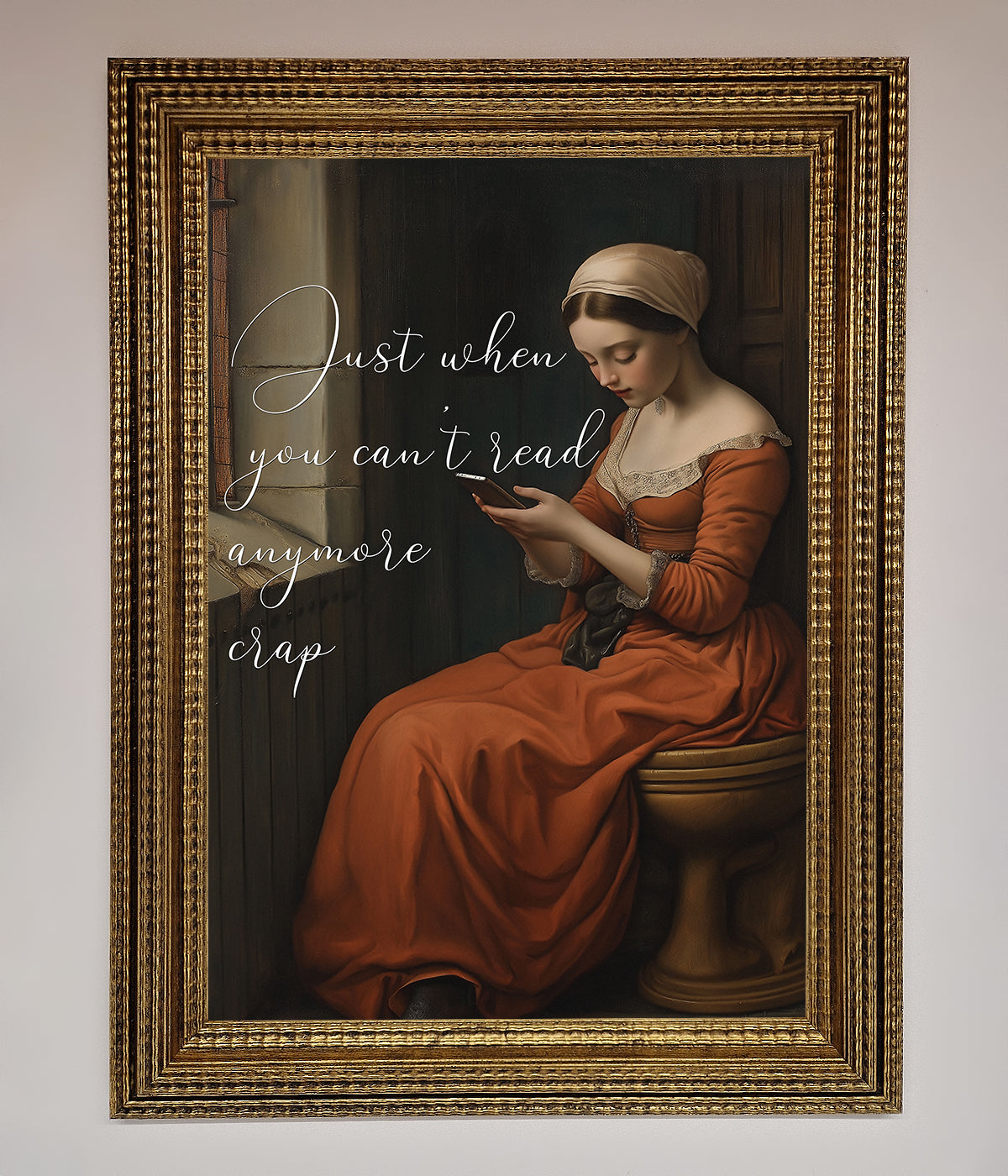 No More Crap framed poster with text and classical art style.