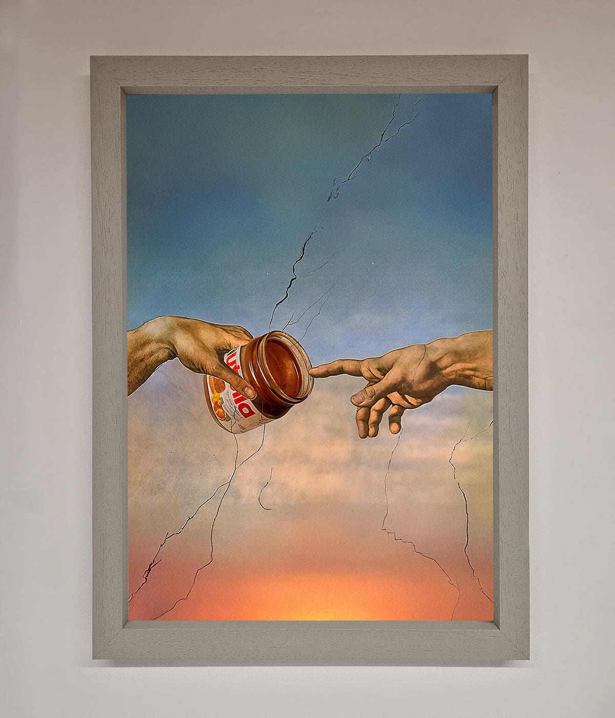 Nutella Of Creation framed poster featuring artistic reimagining, ideal for decor enhancement.