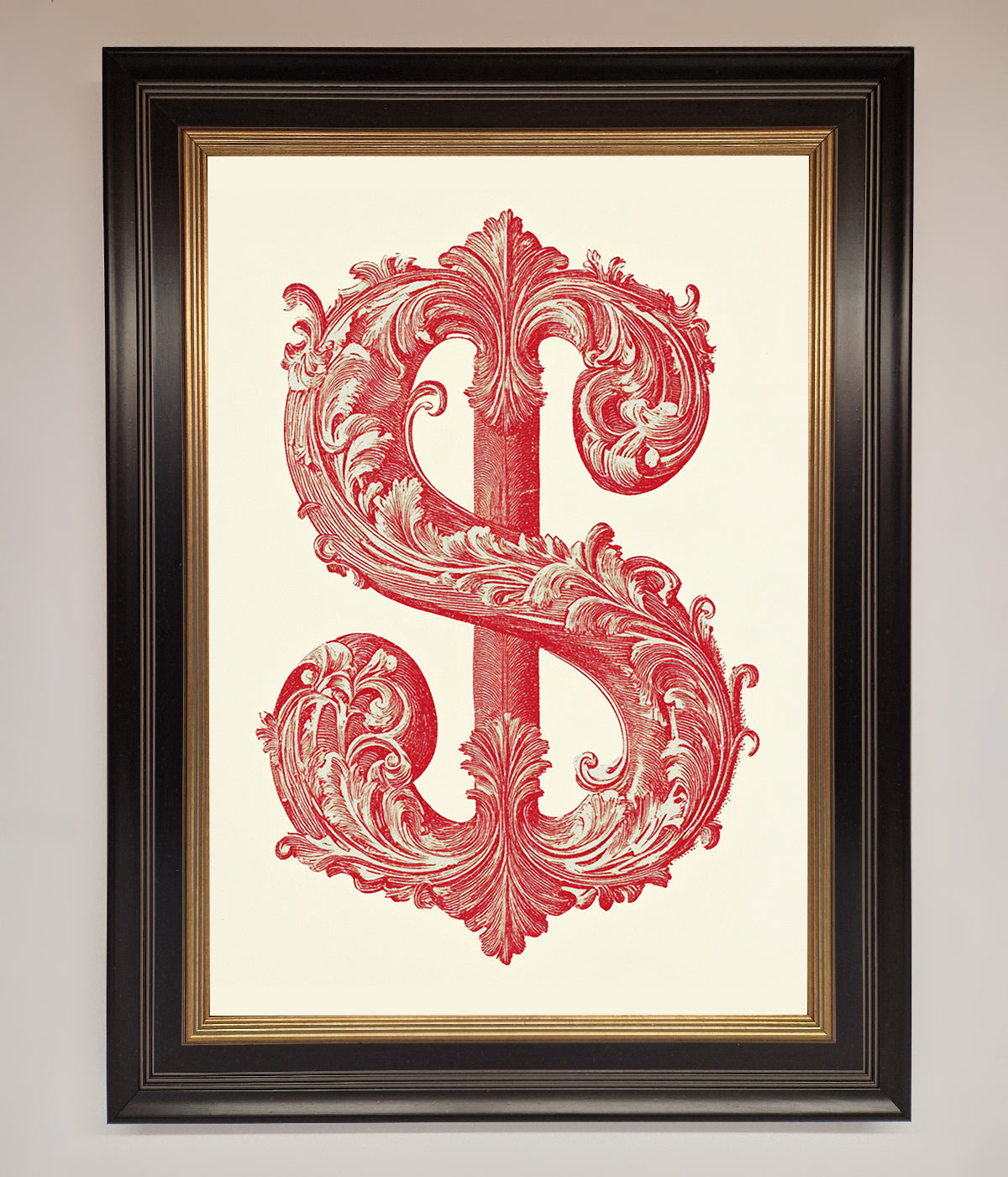 Ornate Dollar Cash Art Framed Print print