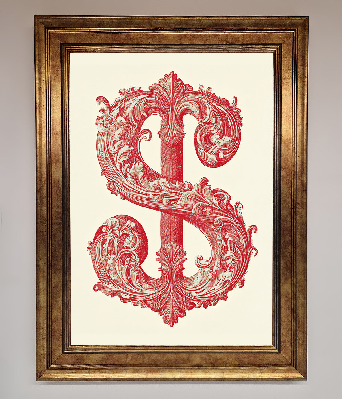 Ornate Dollar Cash Art Framed Print print