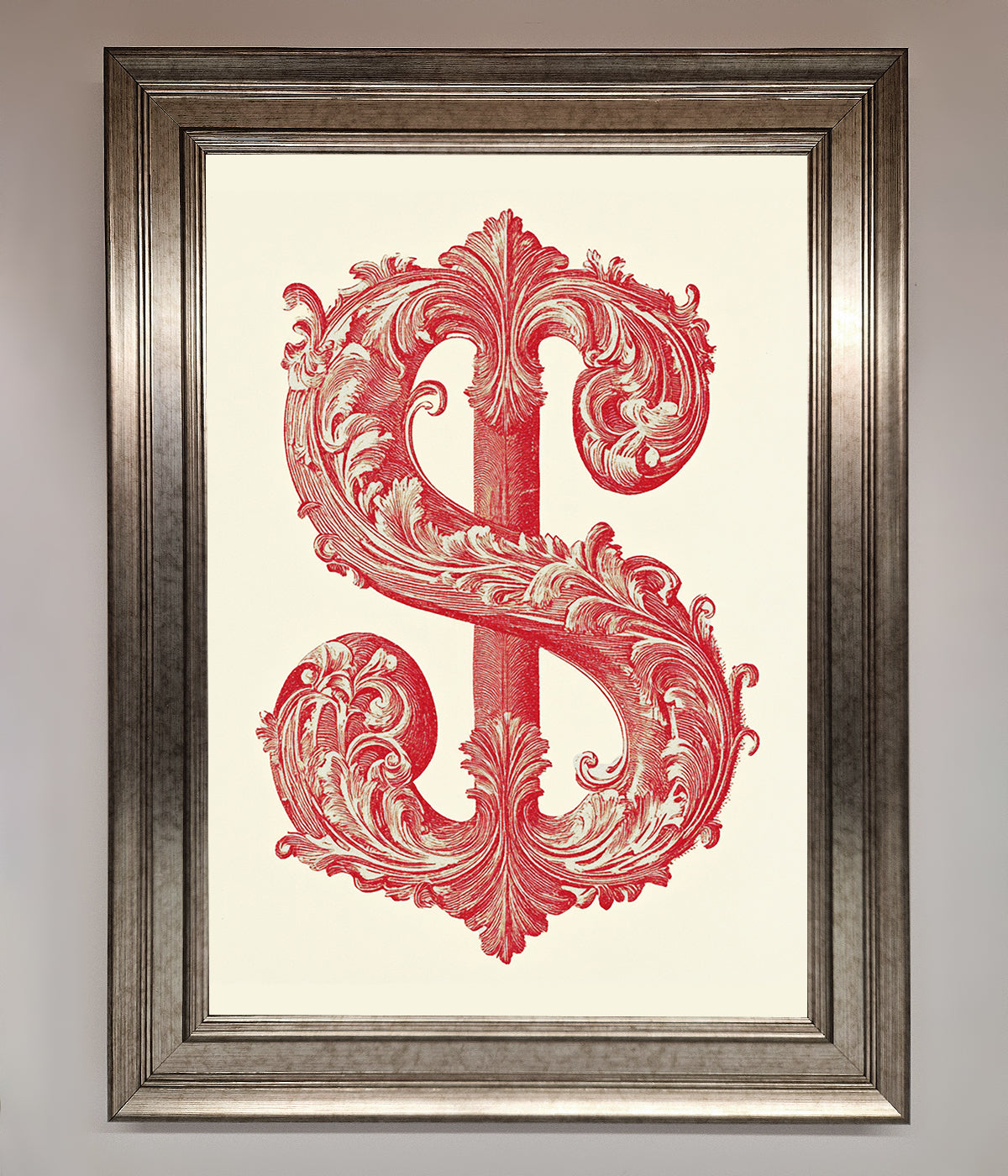 Ornate Dollar Cash Art Framed Print print