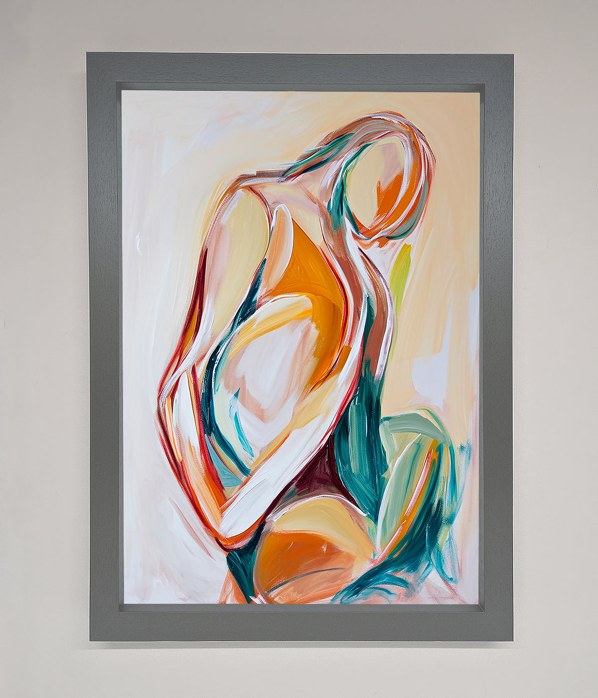 Pain Stroke Embrace Framed Poster featuring abstract art with high-quality frame.