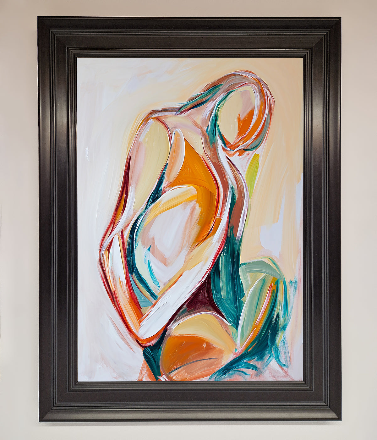 Pain Stroke Embrace framed poster with abstract art, enhancing decor.