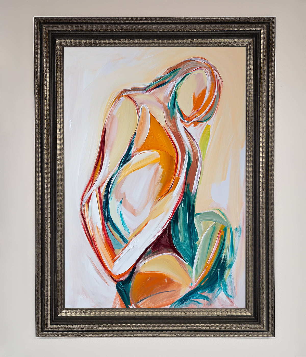 Pain Stroke Embrace framed poster showcasing abstract art in vibrant colors.