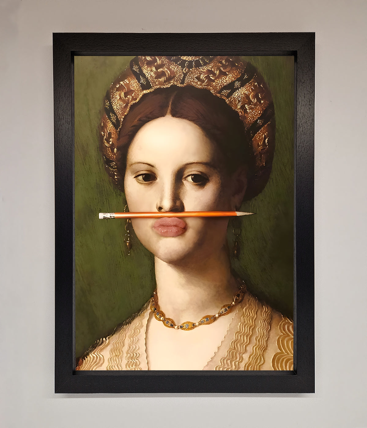 Pencil On Lips Renaissance Framed Print print