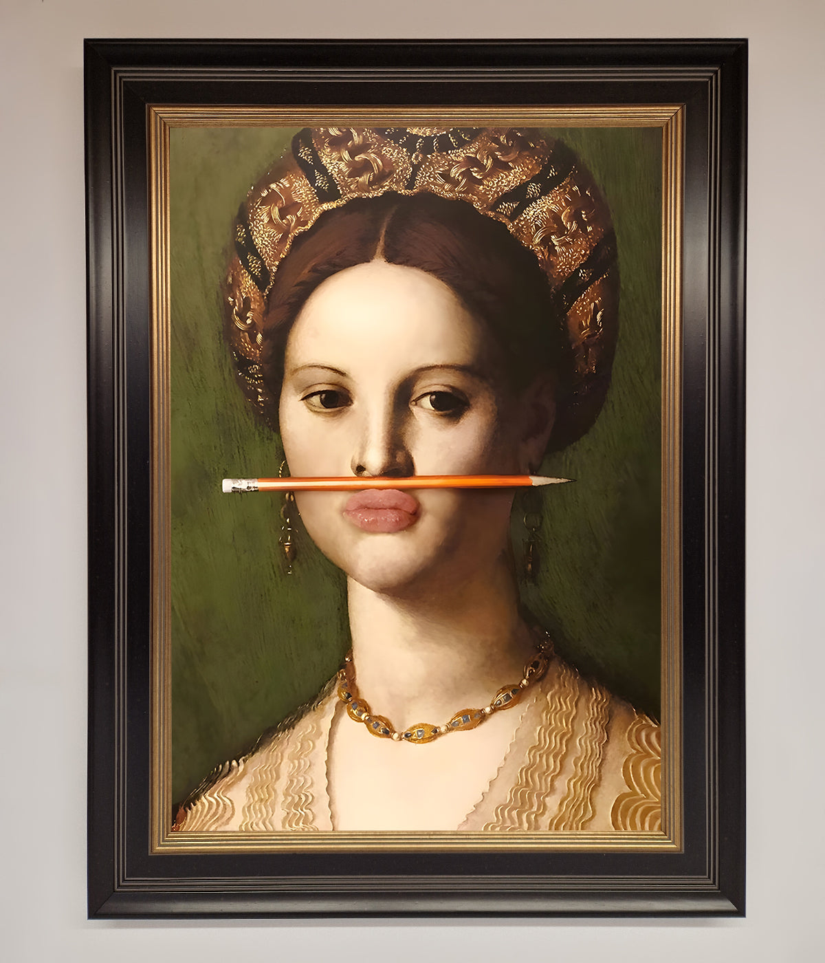 Pencil On Lips Renaissance Framed Print print