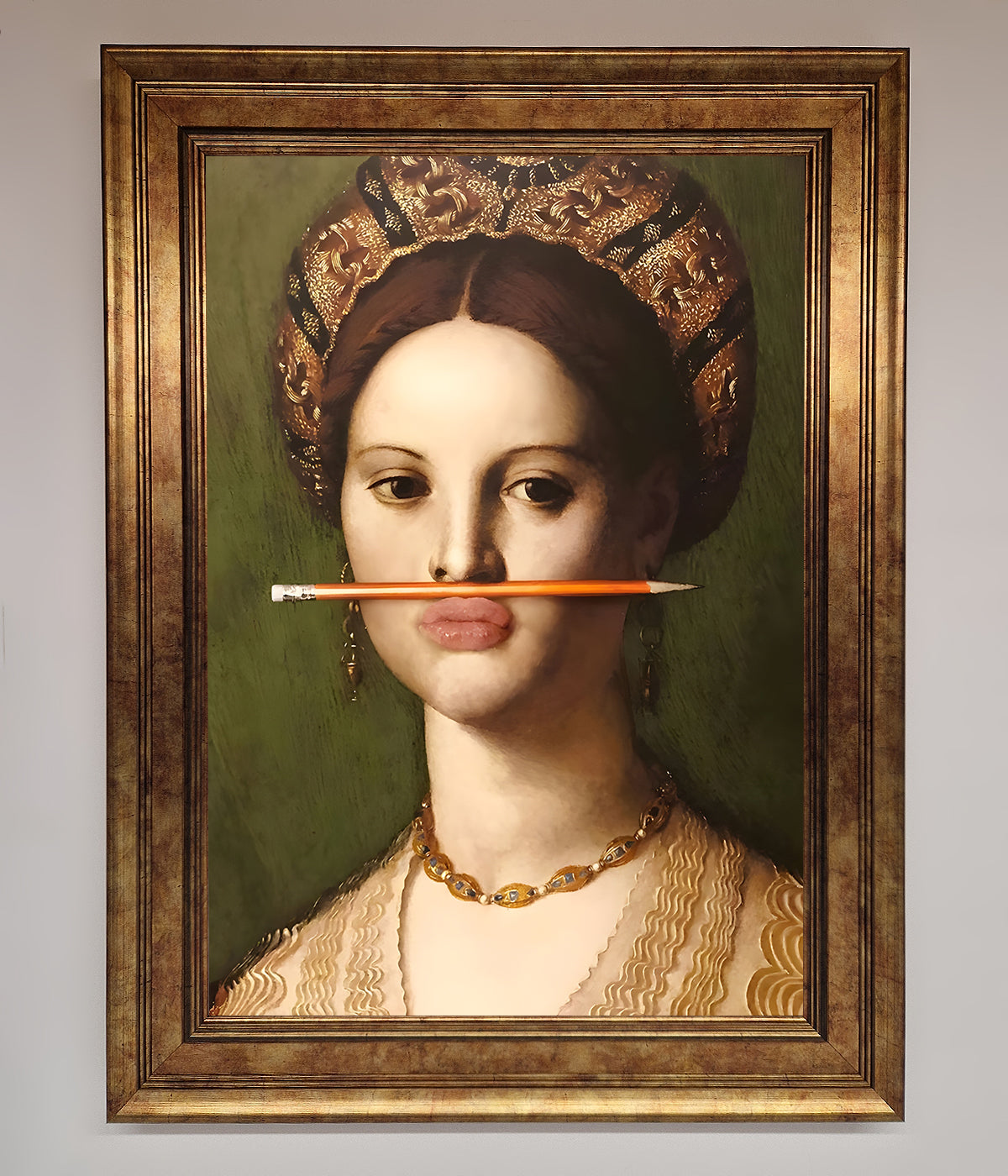 Pencil On Lips Renaissance Framed Print print