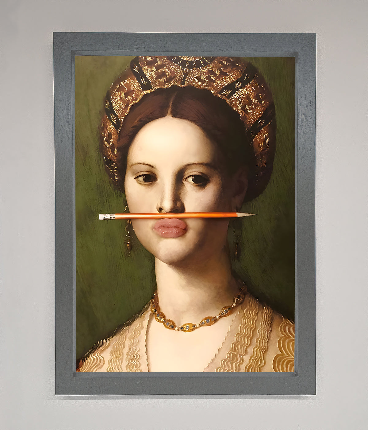 Pencil On Lips Renaissance Framed Print print