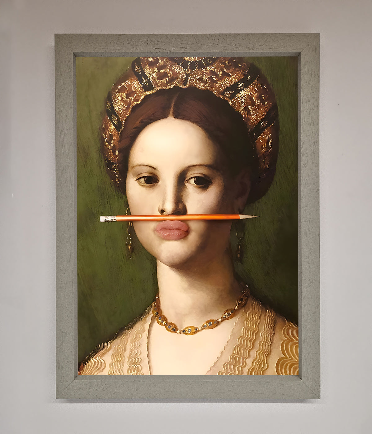 Pencil On Lips Renaissance Framed Print print