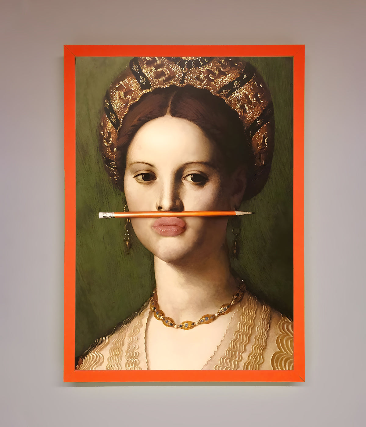 Pencil On Lips Renaissance Framed Print print