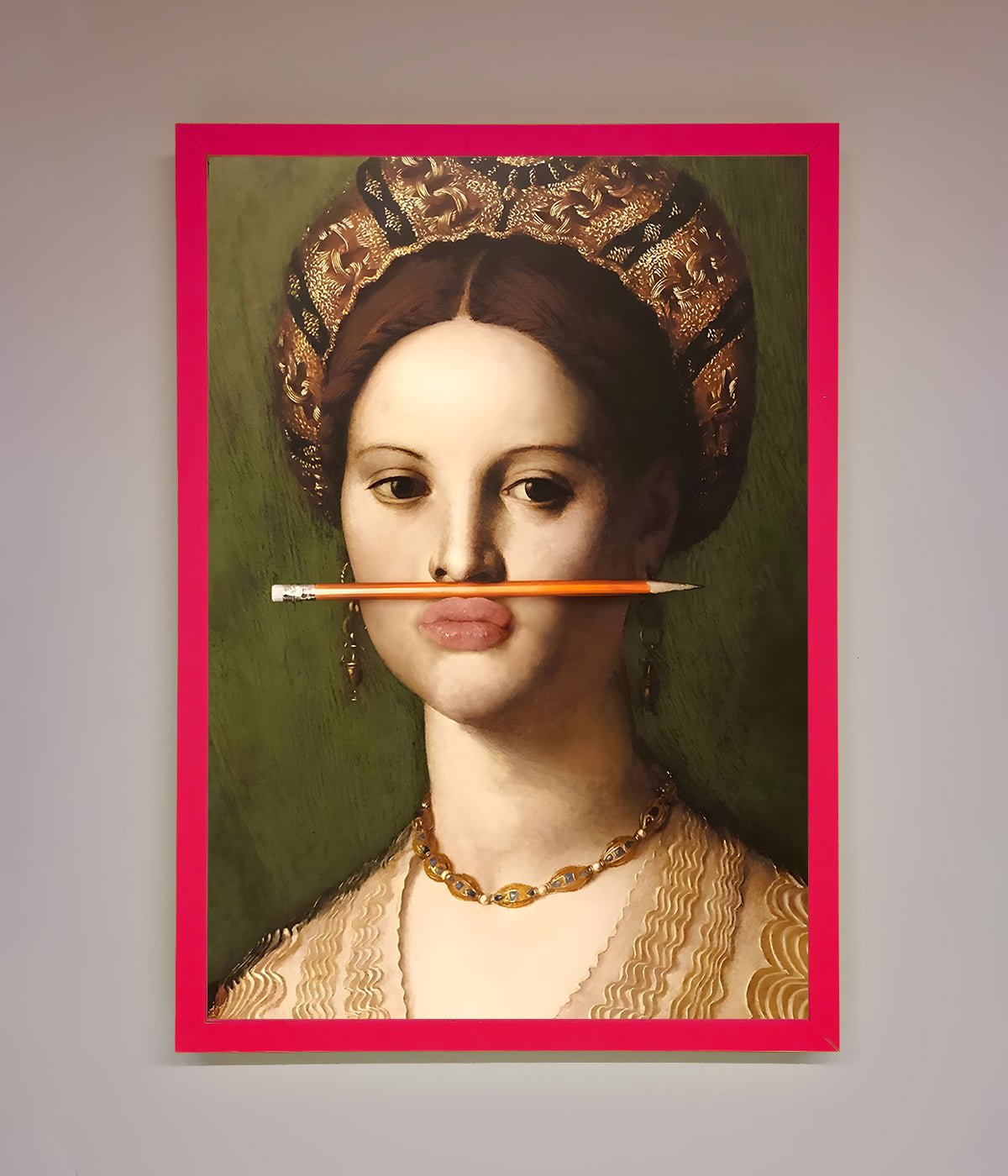 Pencil On Lips Renaissance Framed Print print