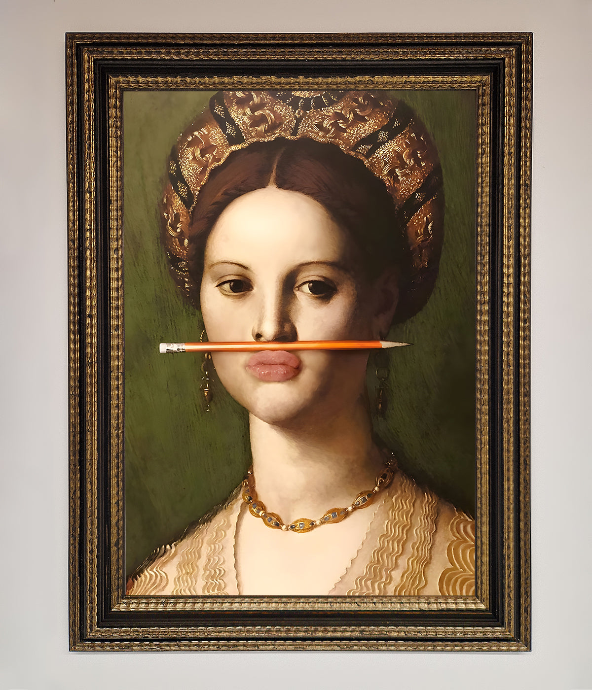 Pencil On Lips Renaissance Framed Print print