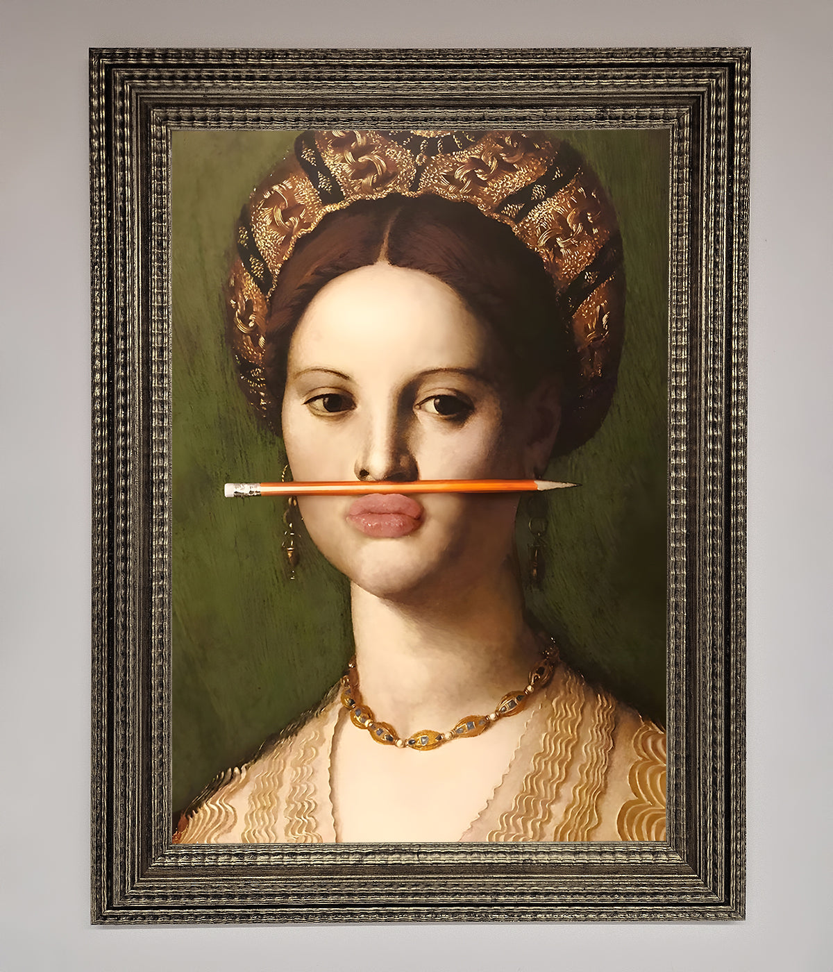 Pencil On Lips Renaissance Framed Print print