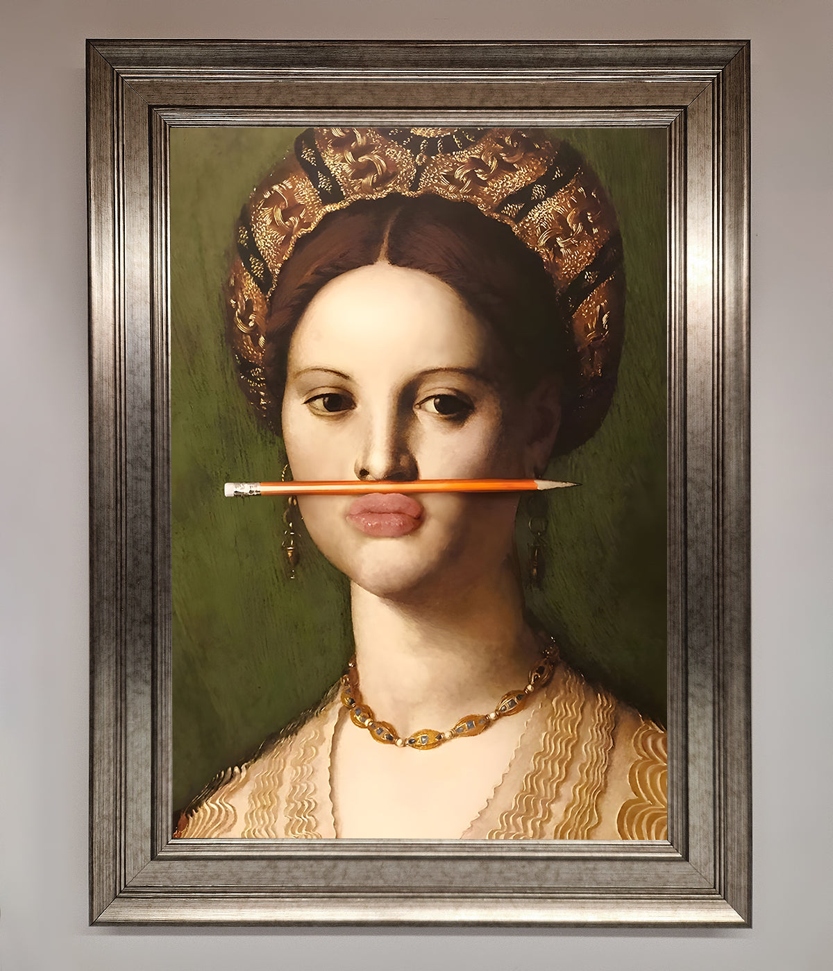 Pencil On Lips Renaissance Framed Print print