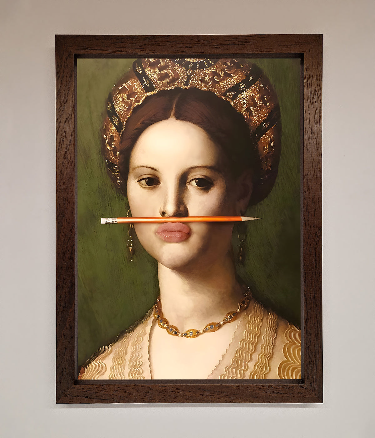 Pencil On Lips Renaissance Framed Print print