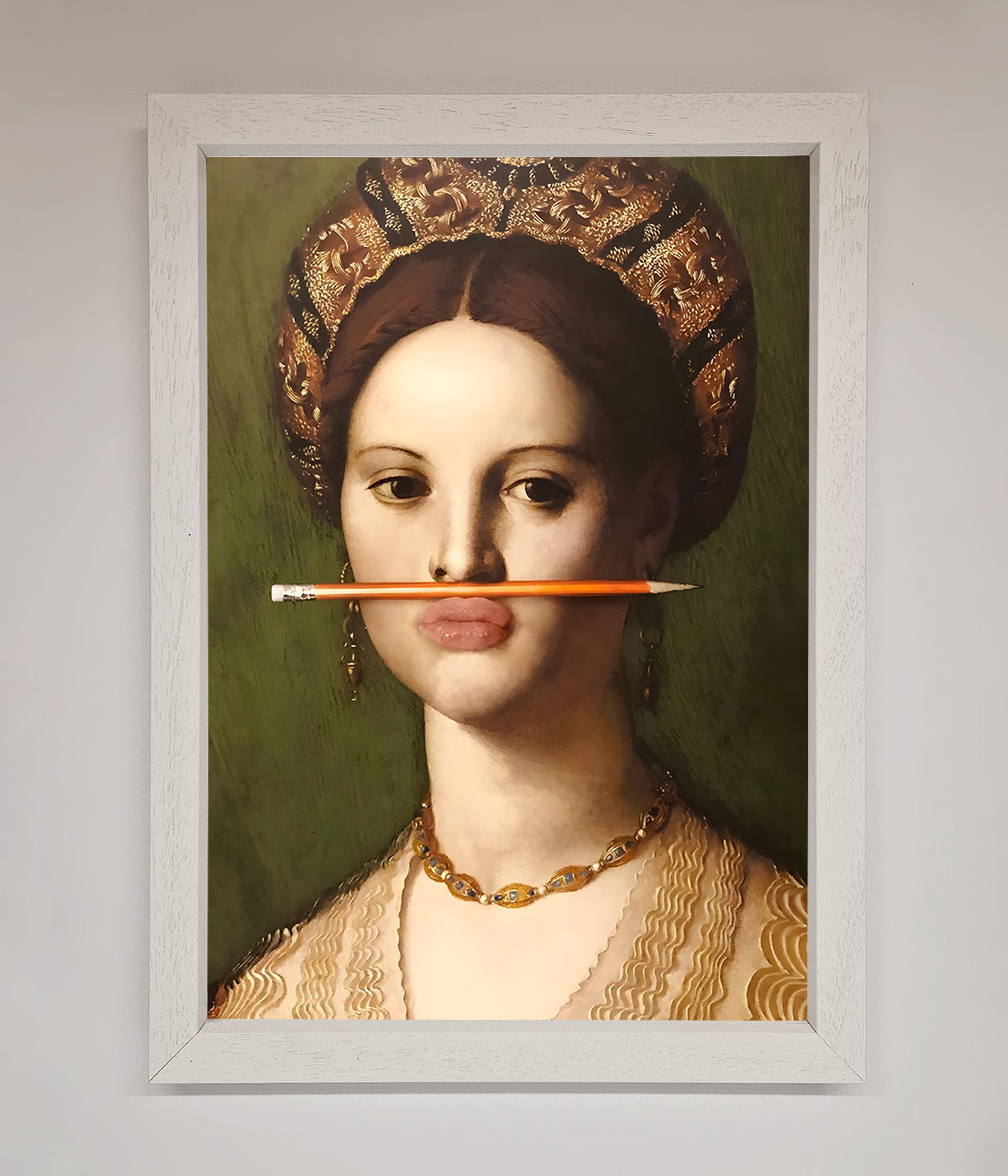 Pencil On Lips Renaissance Framed Print print