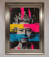 Queen Elizabeth paint splatter framed wall art with vibrant colors and modern flair.