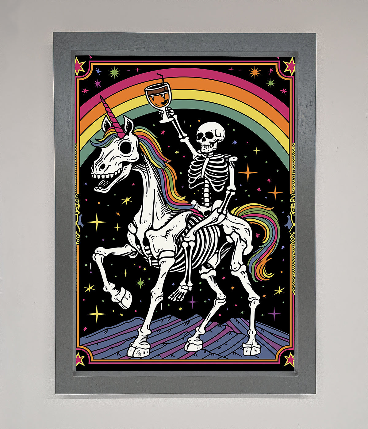 Rainbow Skeleton Framed Wall Art print