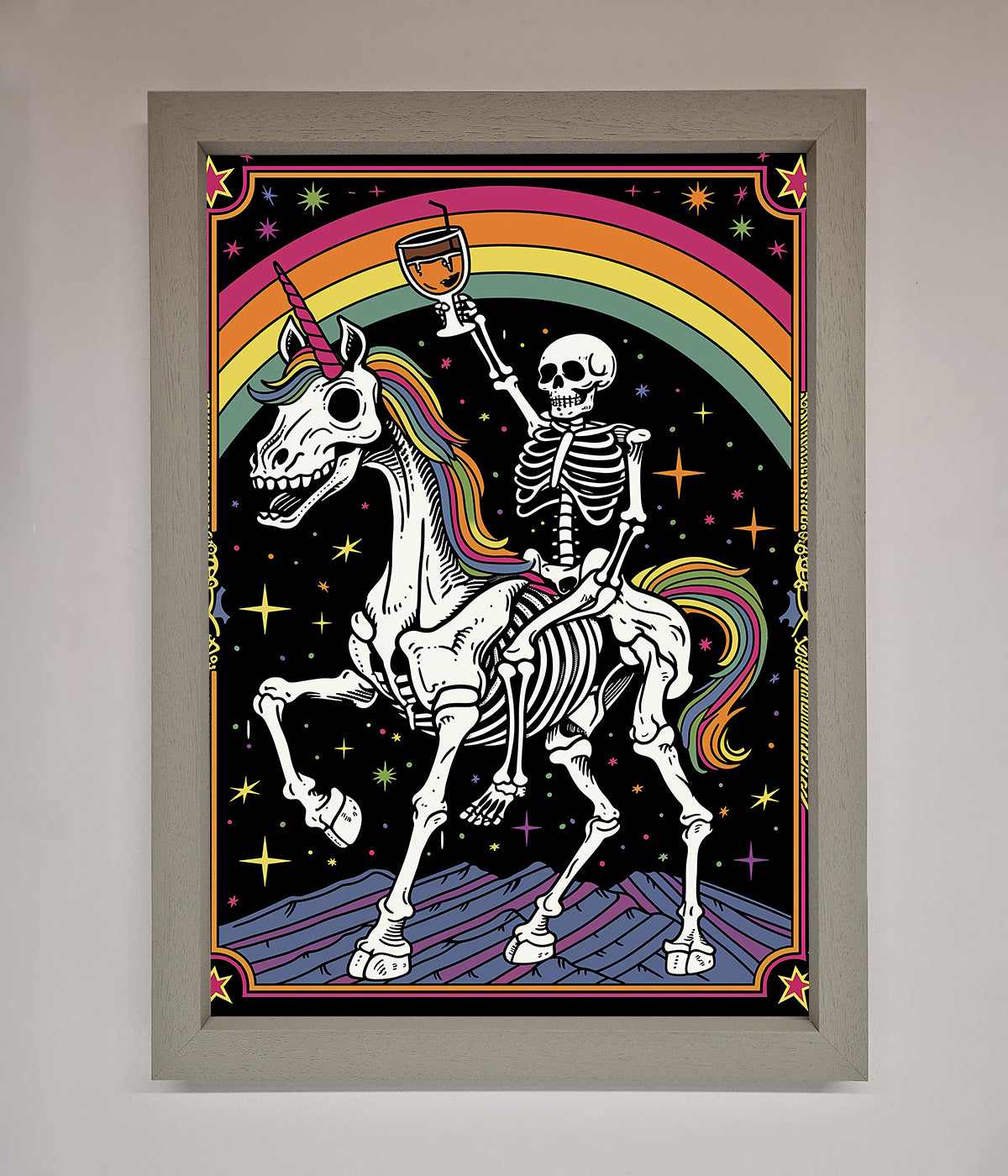 Rainbow Skeleton Framed Wall Art print