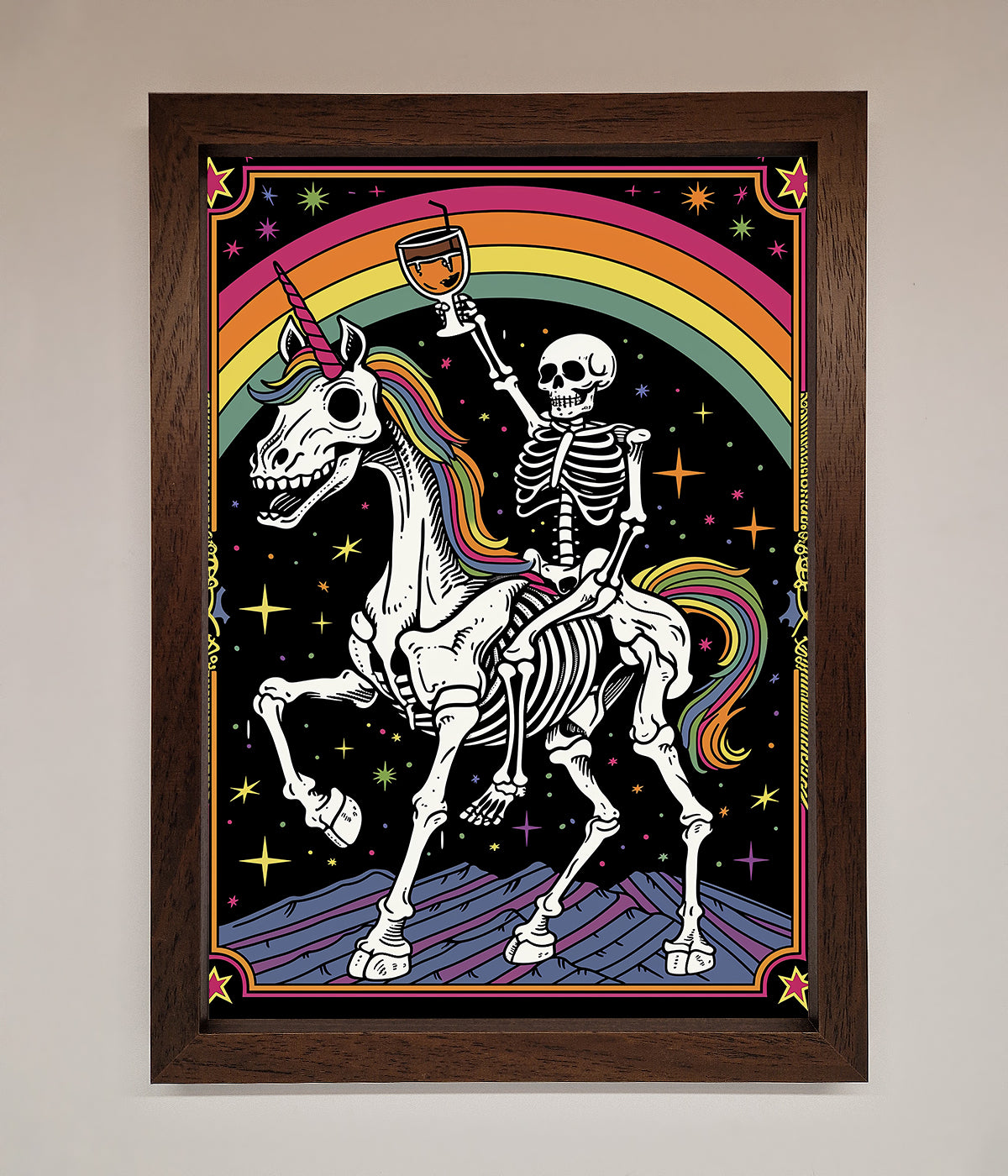 Rainbow Skeleton Framed Wall Art print