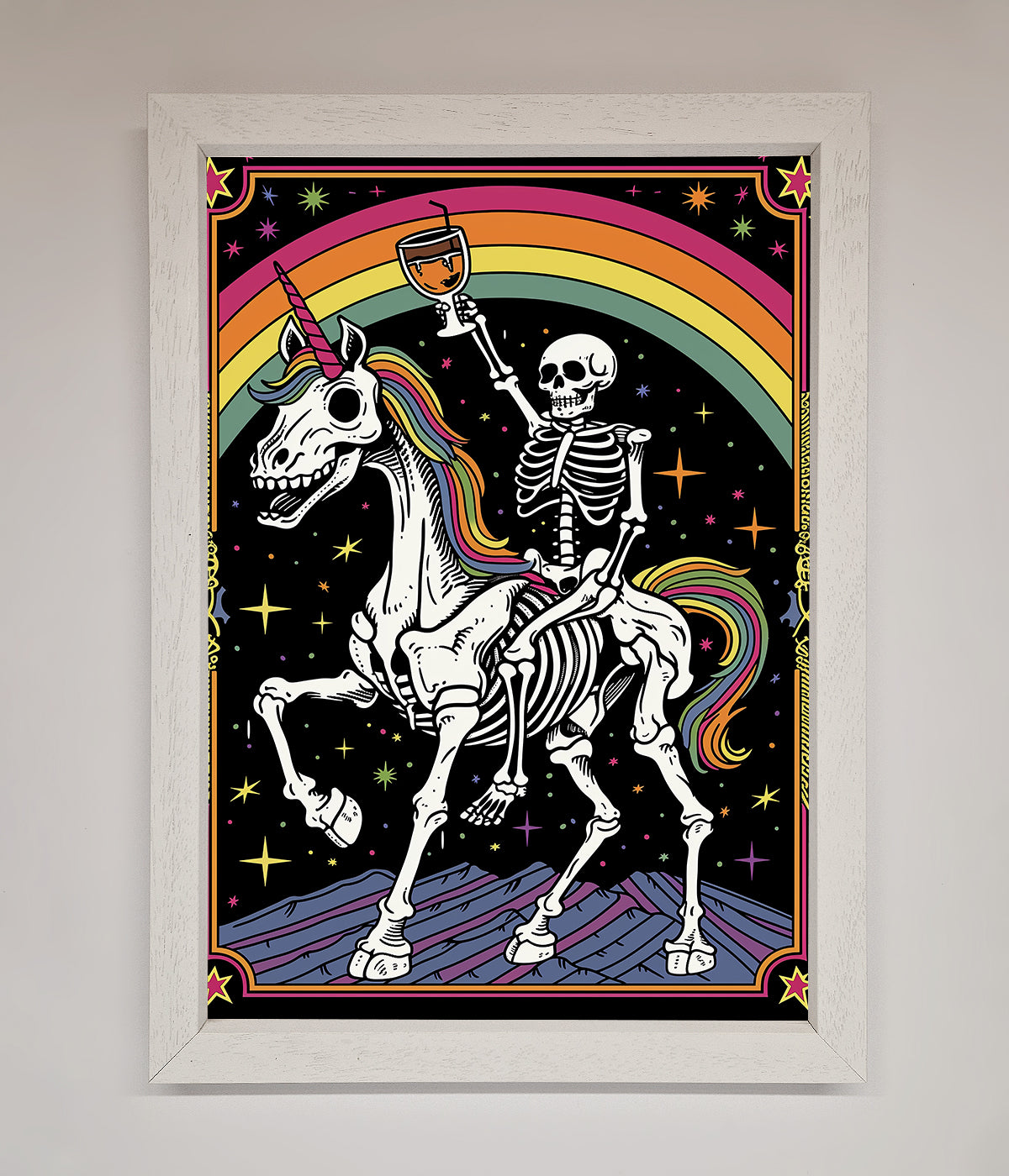 Rainbow Skeleton Framed Wall Art print