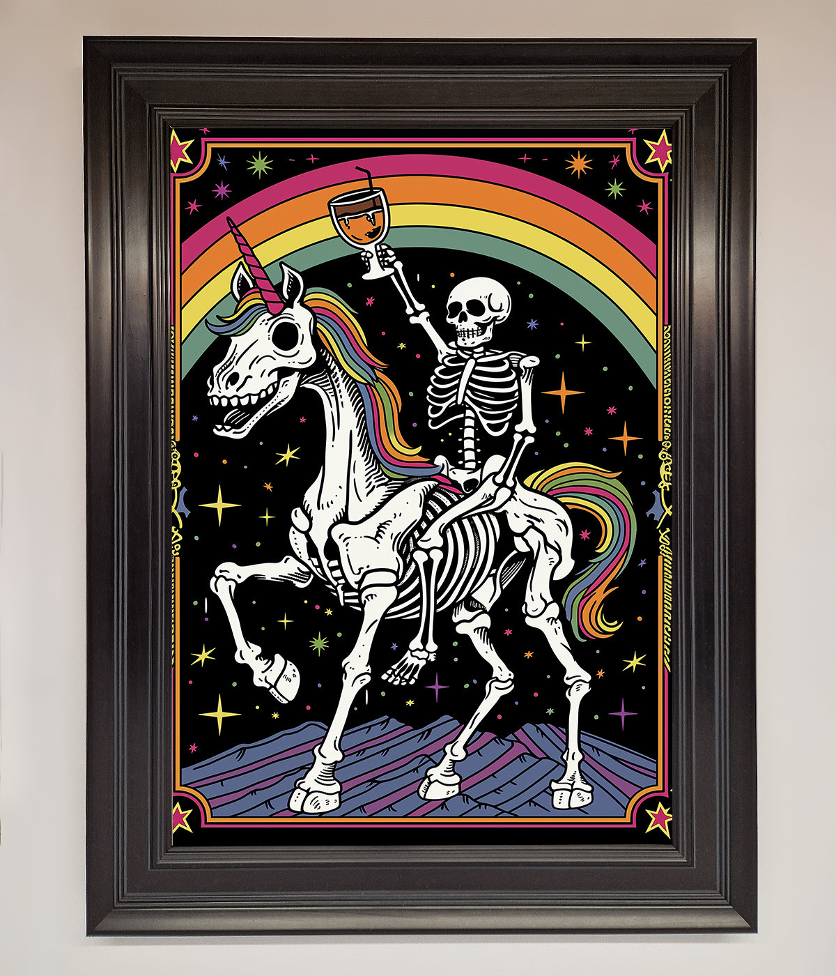 Rainbow Skeleton Framed Wall Art print