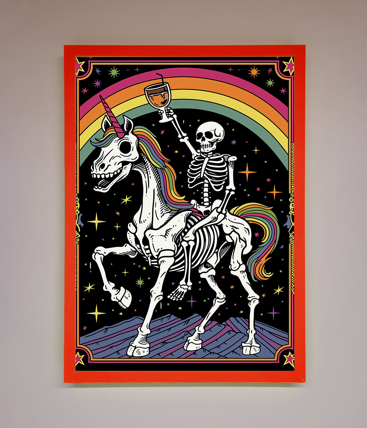 Rainbow Skeleton Framed Wall Art print