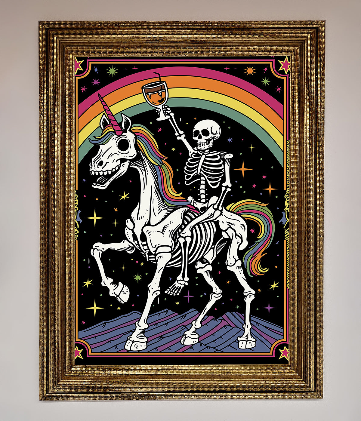 Rainbow Skeleton Framed Wall Art print