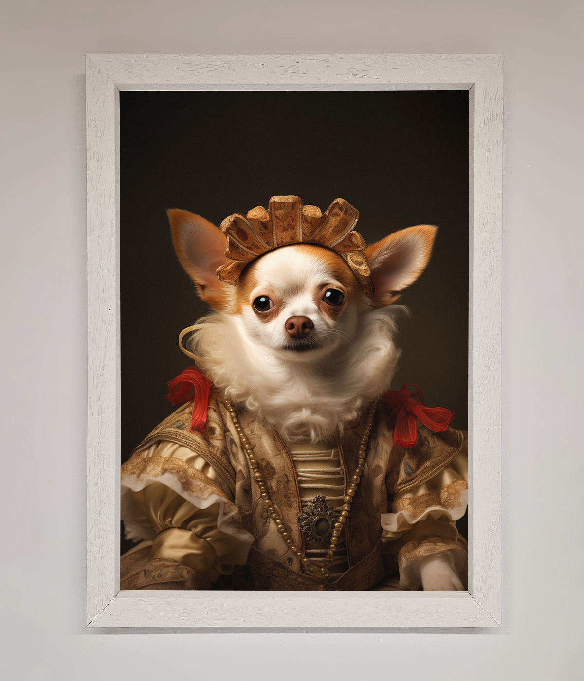 Renaissance Chihuahua framed portrait art print.