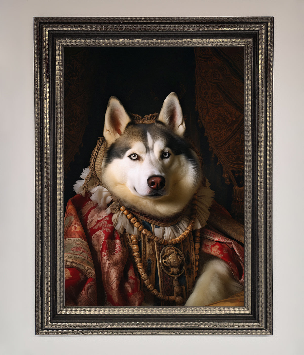 Renaissance Husky framed print with ornate design.