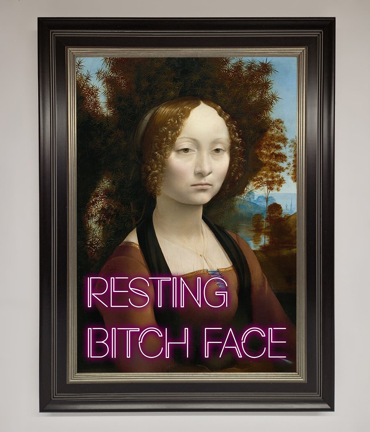 Resting Bitch Face Renaissance Framed Print print