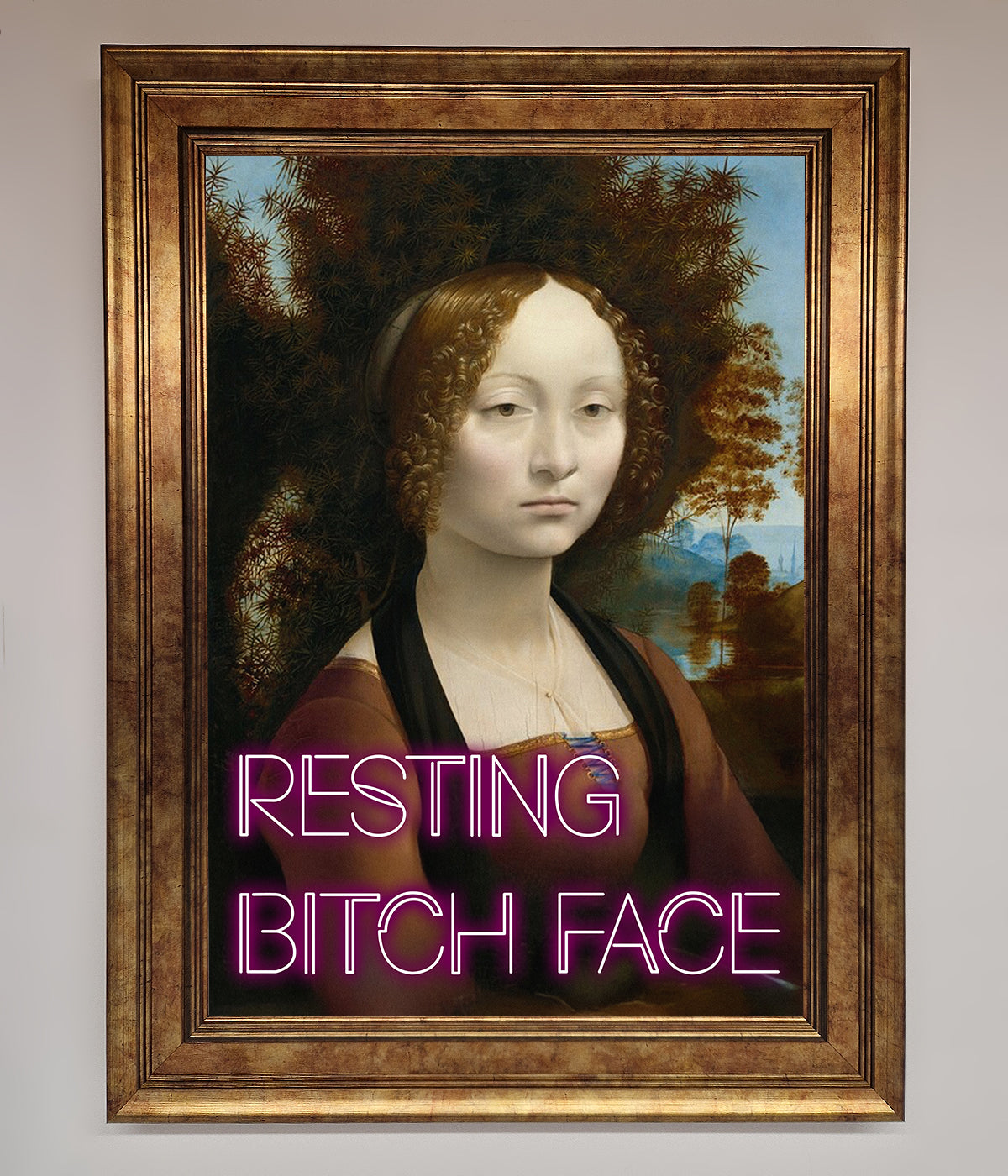 Resting Bitch Face Renaissance Framed Print print