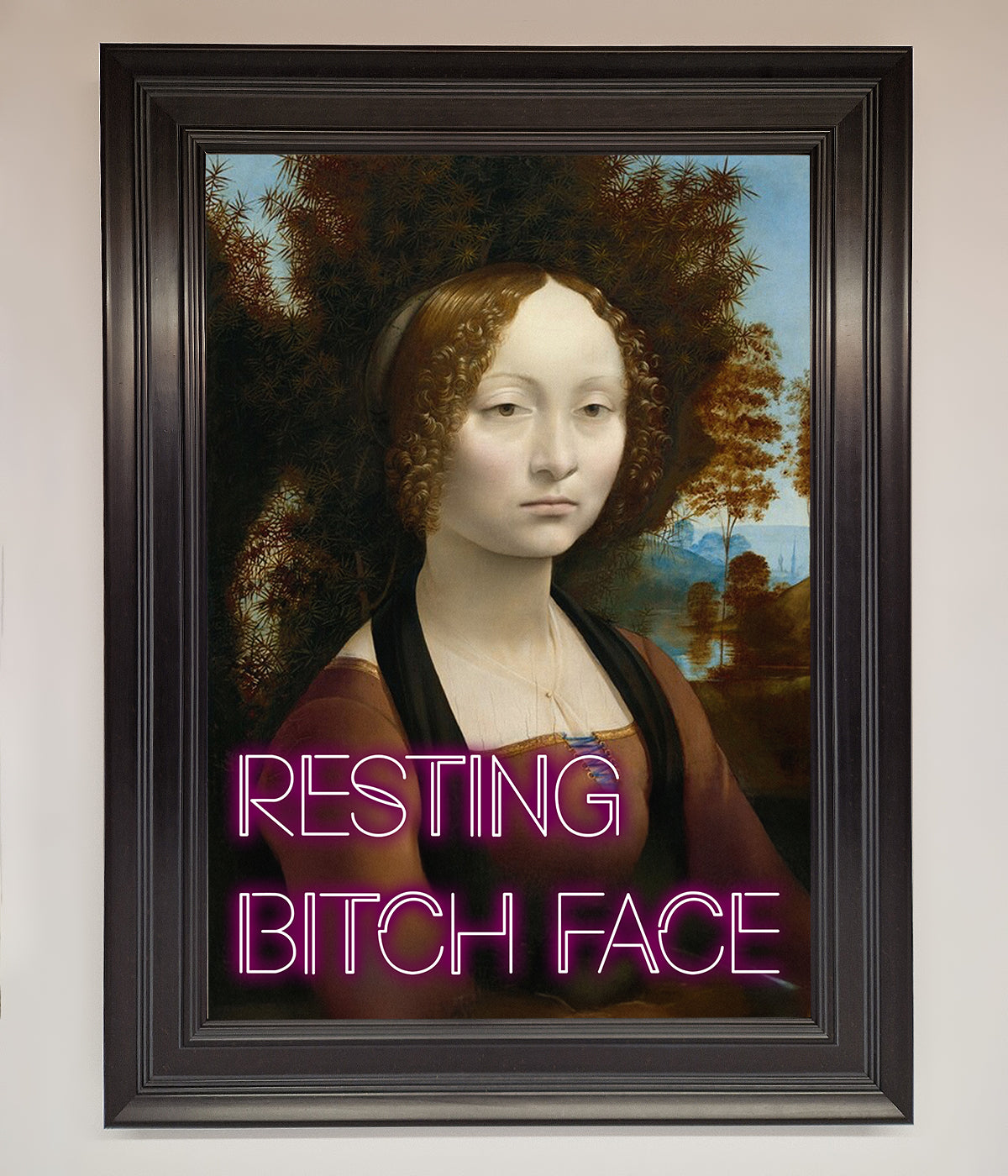 Resting Bitch Face Renaissance Framed Print print