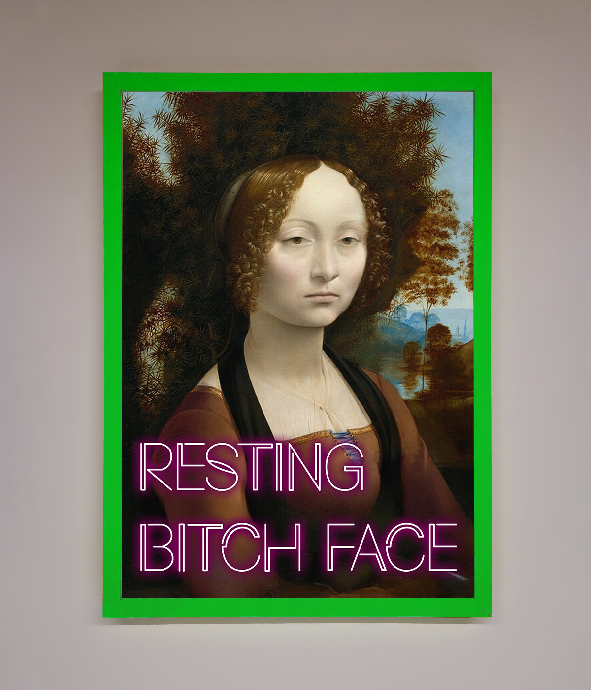 Resting Bitch Face Renaissance Framed Print print