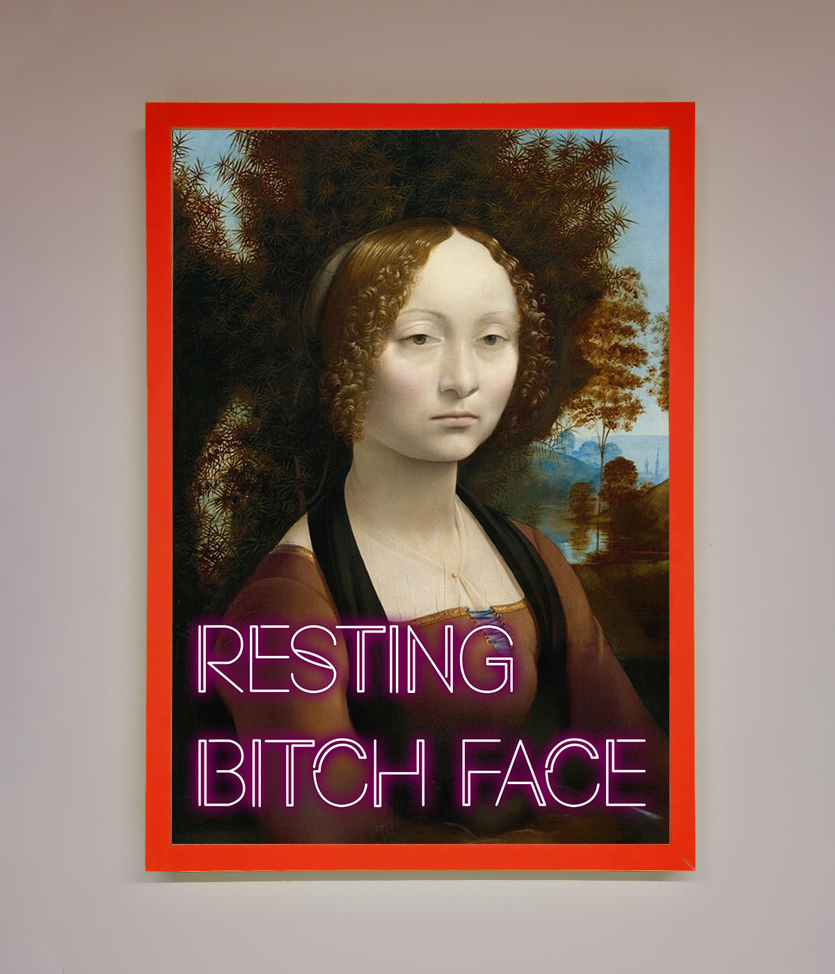 Resting Bitch Face Renaissance Framed Print print