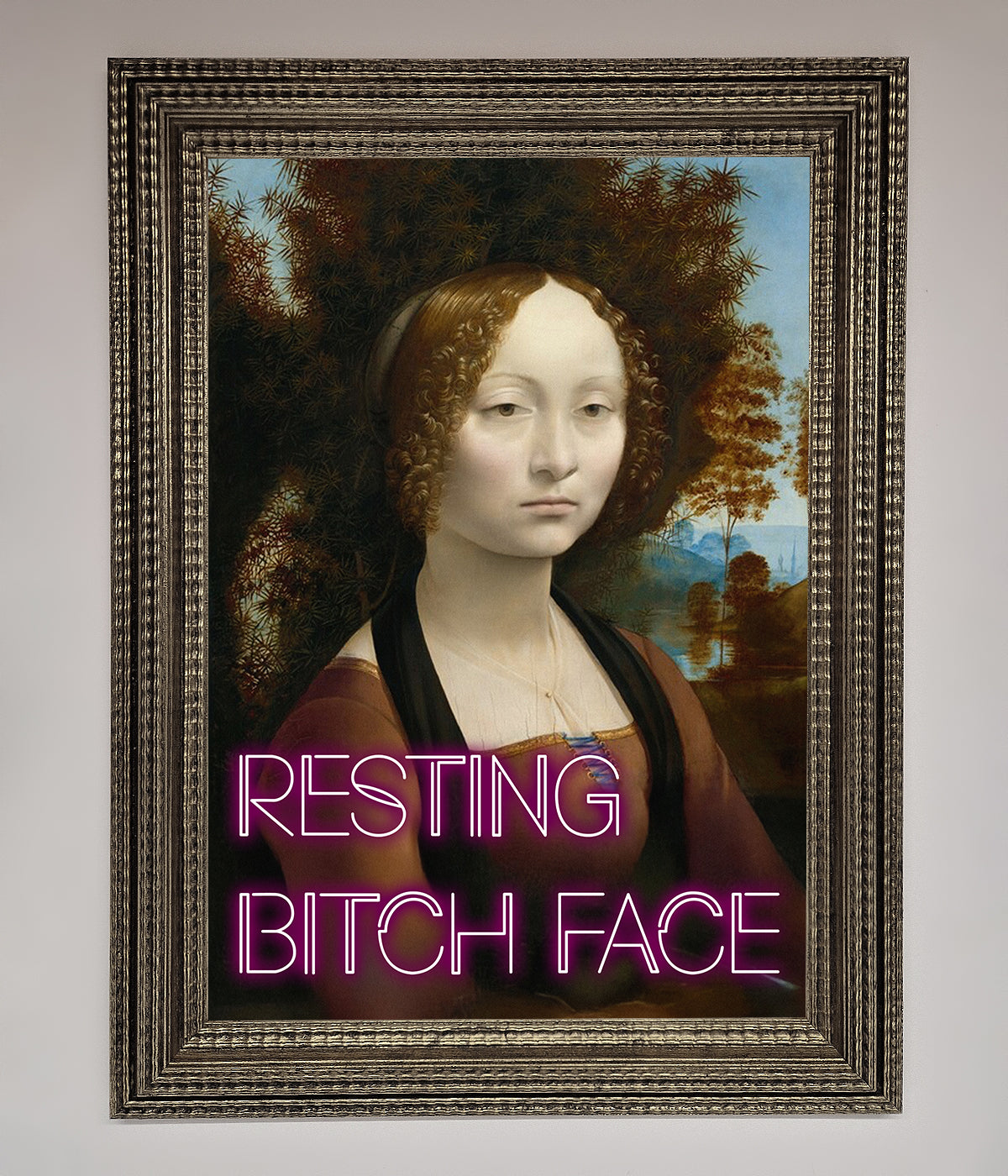 Resting Bitch Face Renaissance Framed Print print