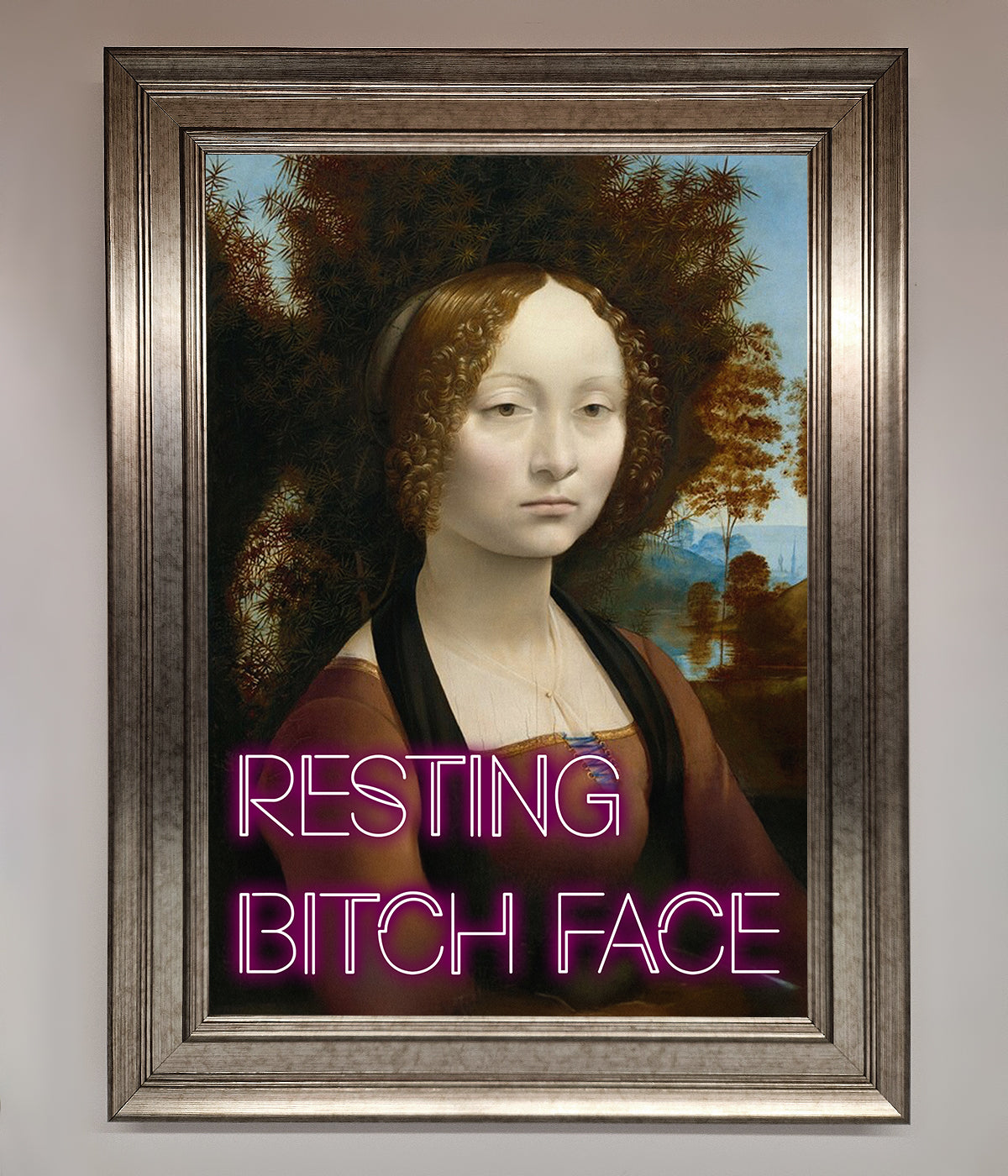 Resting Bitch Face Renaissance Framed Print print