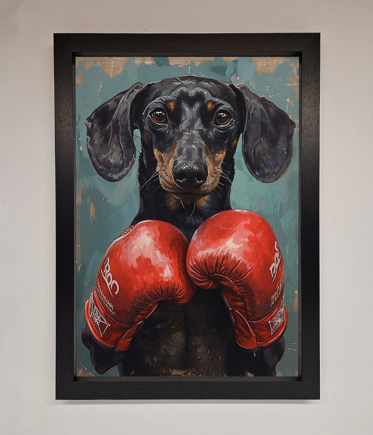 Sausage Dog Boxing Framed Print print