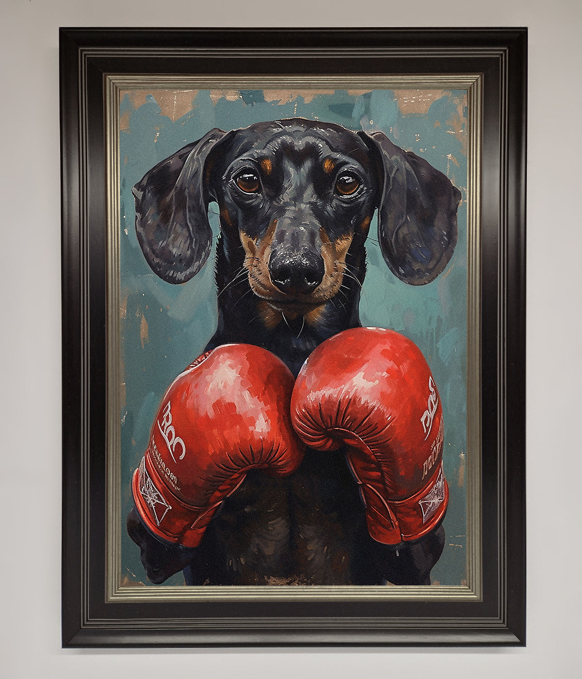 Sausage Dog Boxing Framed Print print