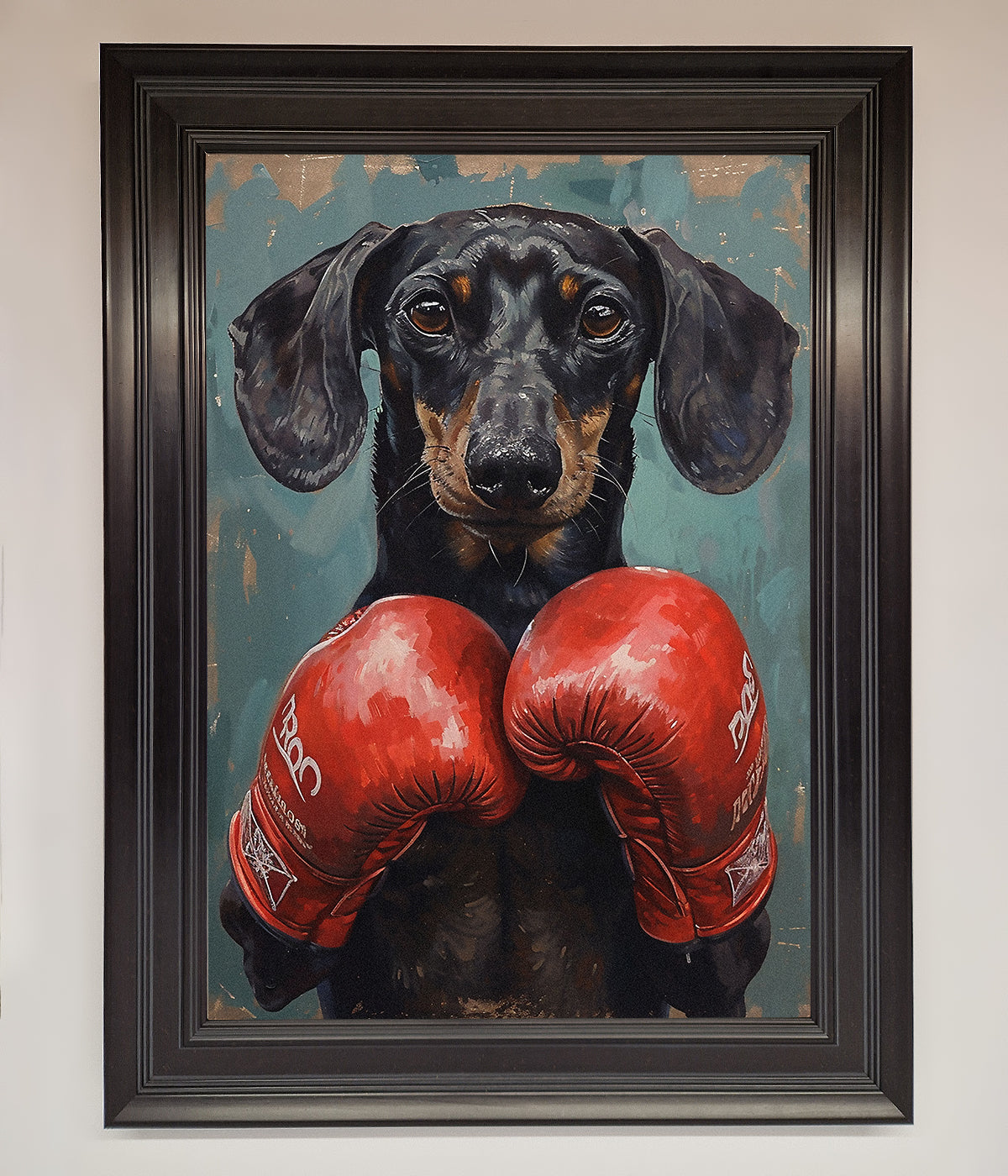 Sausage Dog Boxing Framed Print print