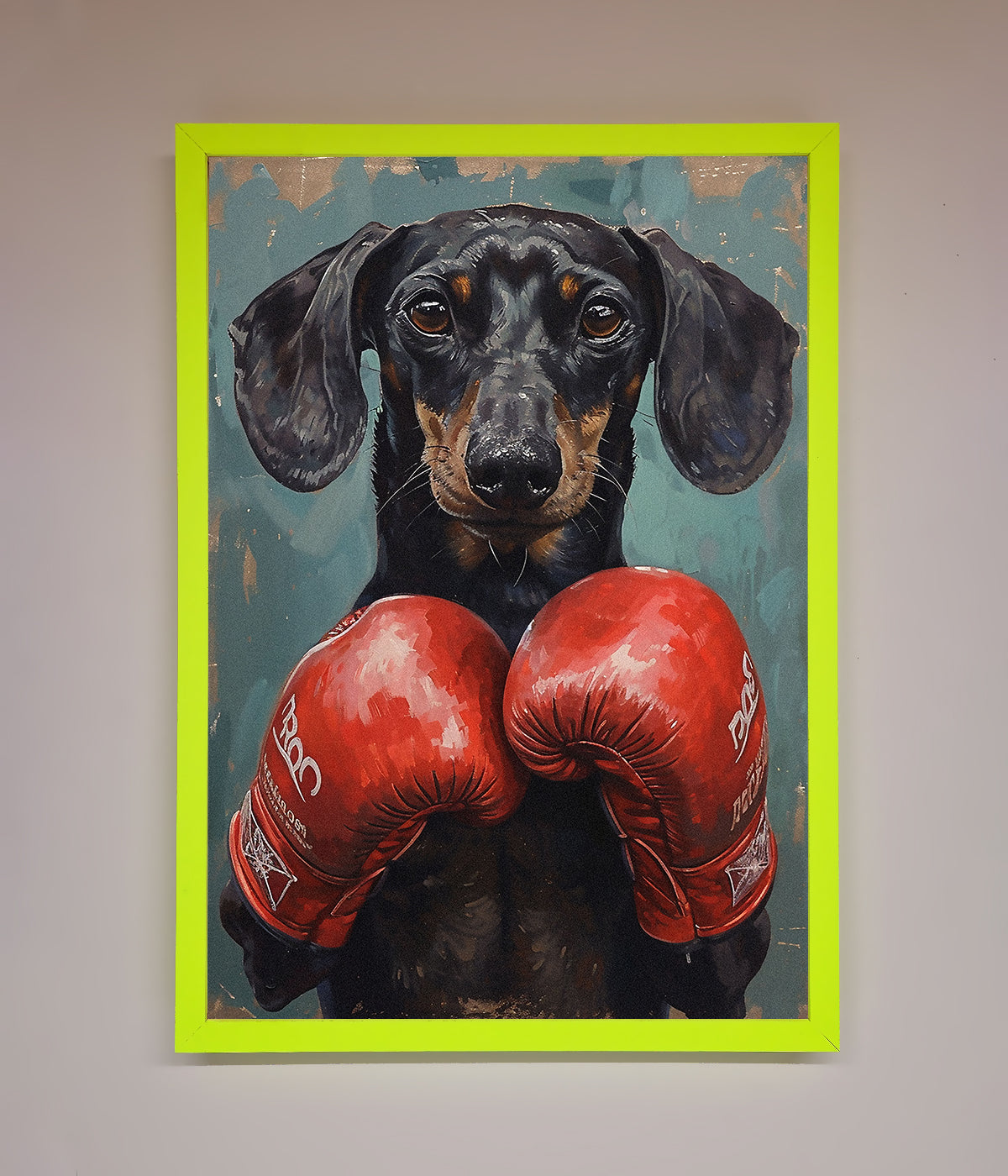 Sausage Dog Boxing Framed Print print