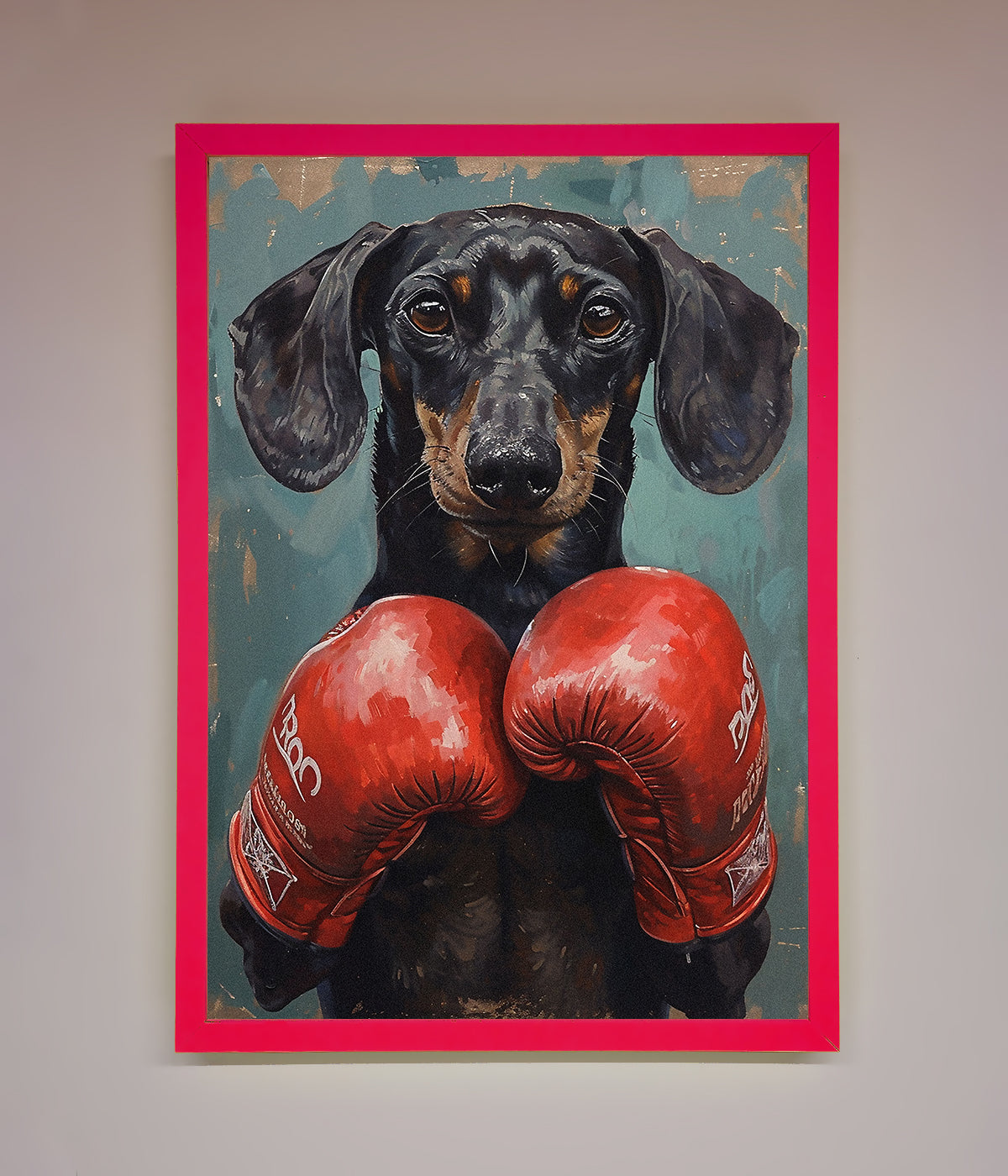 Sausage Dog Boxing Framed Print print