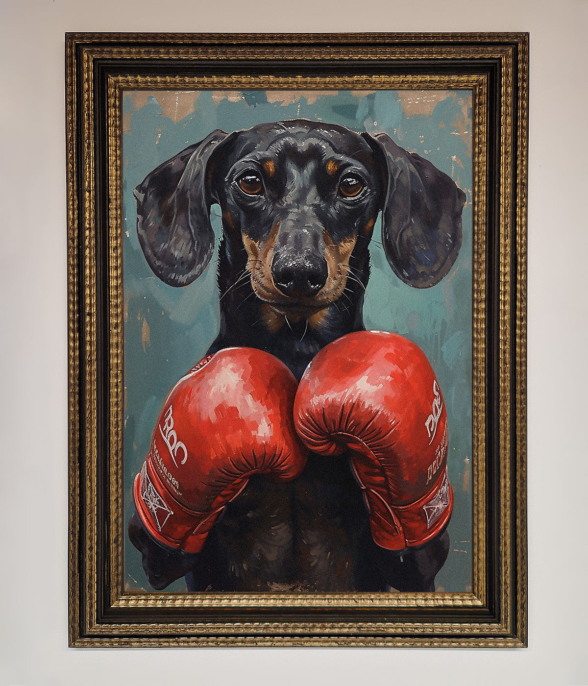 Sausage Dog Boxing Framed Print print