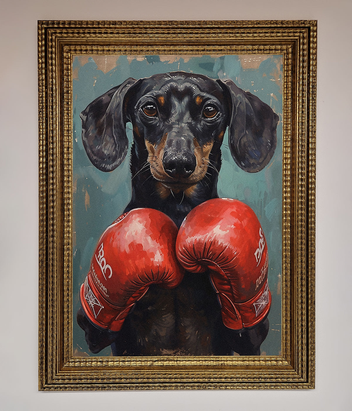 Sausage Dog Boxing Framed Print print