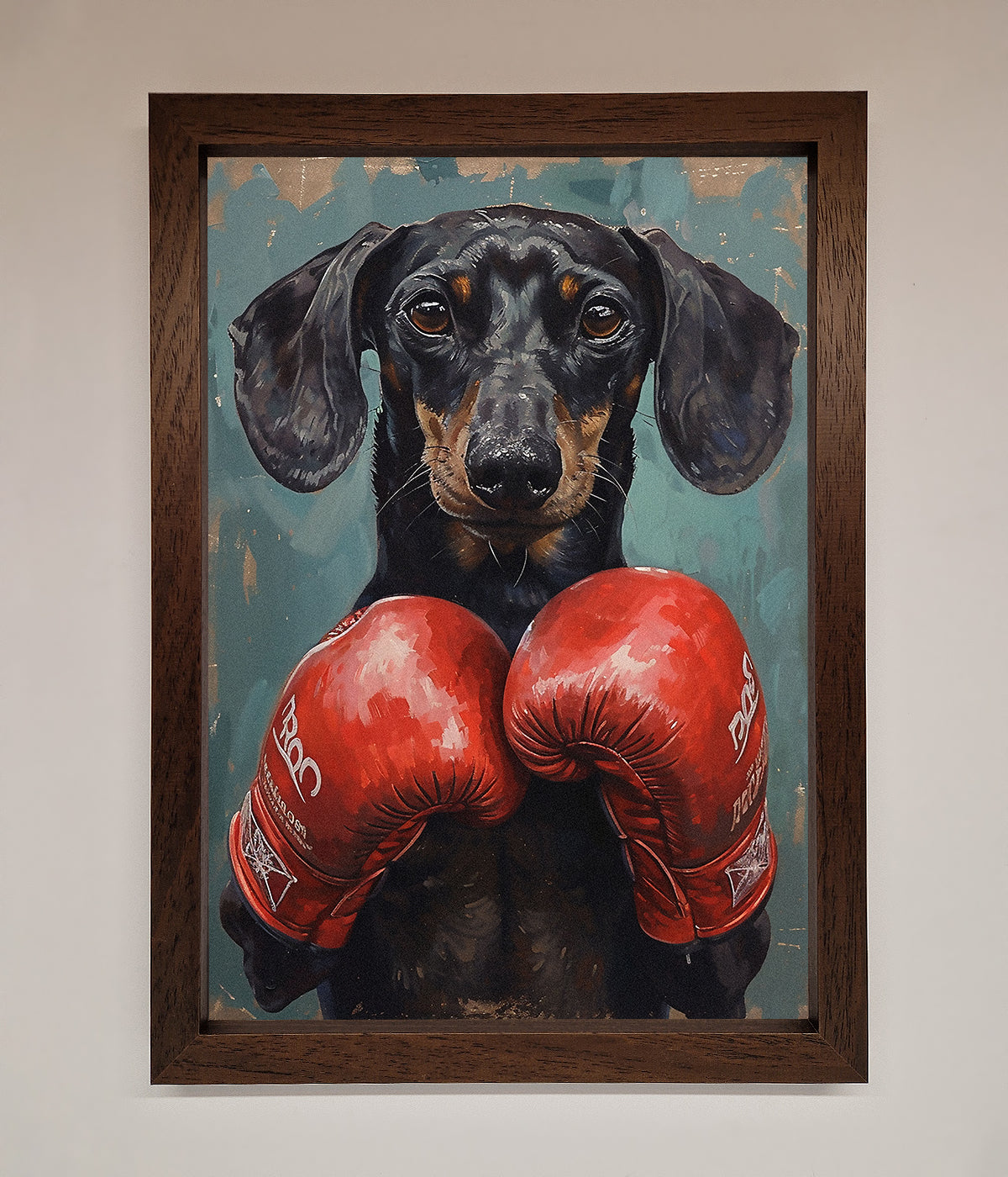 Sausage Dog Boxing Framed Print print